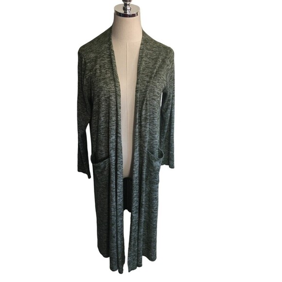LuLaRoe Duster Women's Size Medium Green Long Sleeve Cardigan Sweater - Picture 1 of 6
